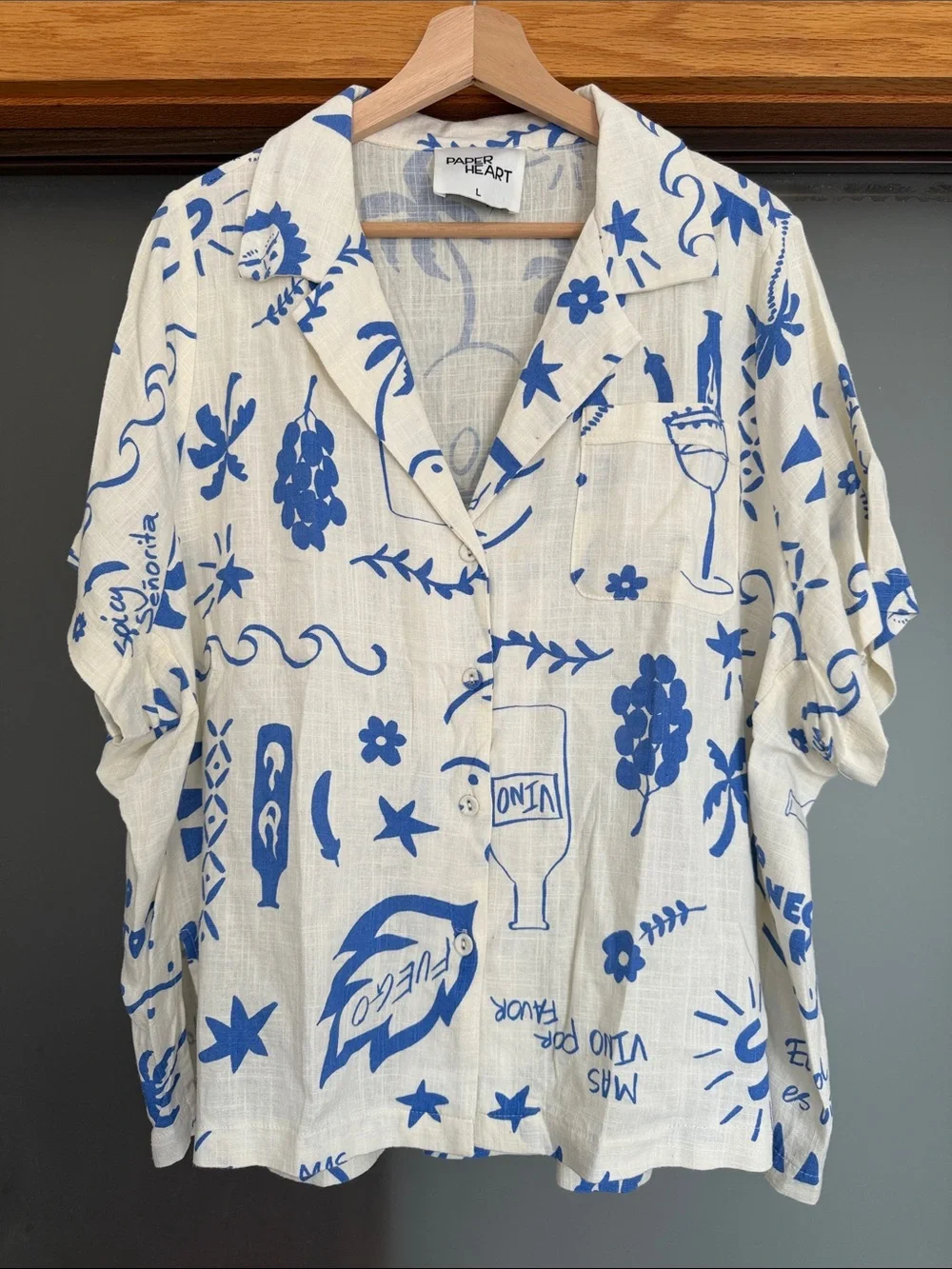 Paper Heart Blue & White Printed Two-Piece Set - Picture 2 of 5